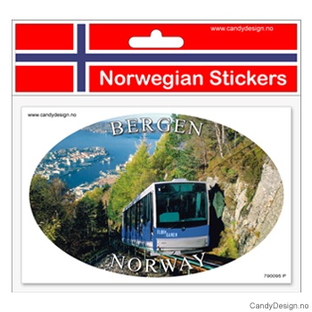 Ovalt klistremerke for bil med Fløybanen