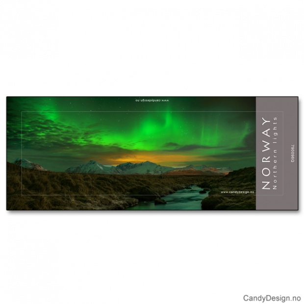 Metallmagnet med Norsk landskap med nordlys (aurora borealis)