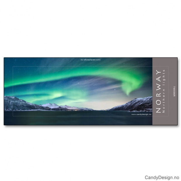 Metallmagnet med Norsk landskap med nordlys (aurora borealis)