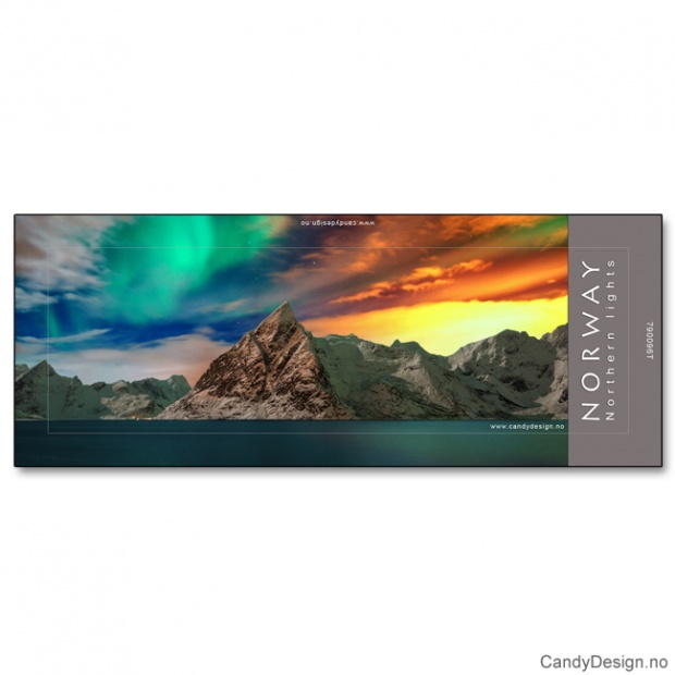 Metallmagnet med Norsk landskap med nordlys (aurora borealis)