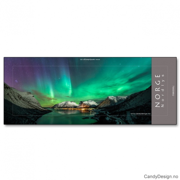 Metallmagnet med Norsk landskap med nordlys (aurora borealis)