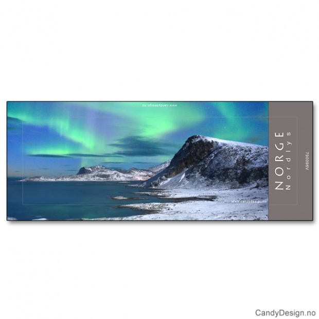 Metallmagnet med Norsk landskap med nordlys (aurora borealis)