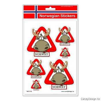 Klistremerke - Elg i skilt - sett