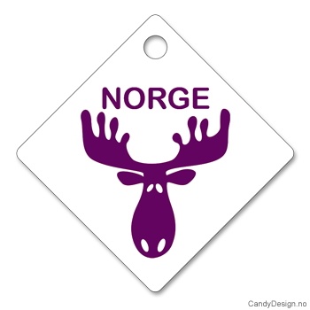 Hengende firkantet refleks med lilla elghode