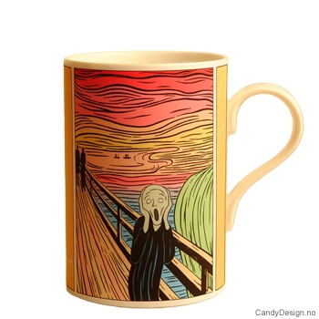 Skrik kopp med motiv inspirert av Edvard Munch og Andy Warhol
