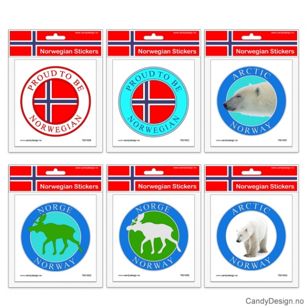 Runde suvenir klistremerker assortert