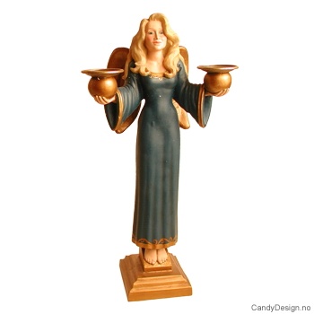 Englelysestake for to lys - Blå