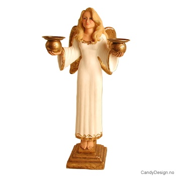 Englelysestake for to lys - Hvit